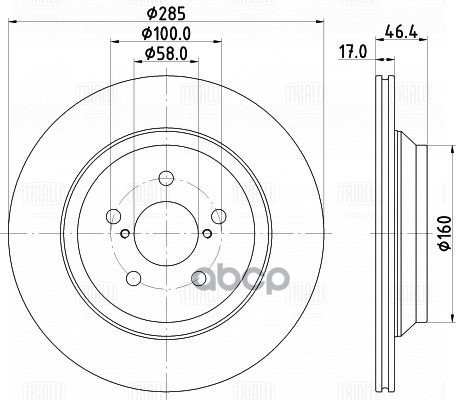 Диск торм. для а/м Subaru XV (17-) зад. d=285 (окраш.) (DF 220111) Trialli арт. df-220111