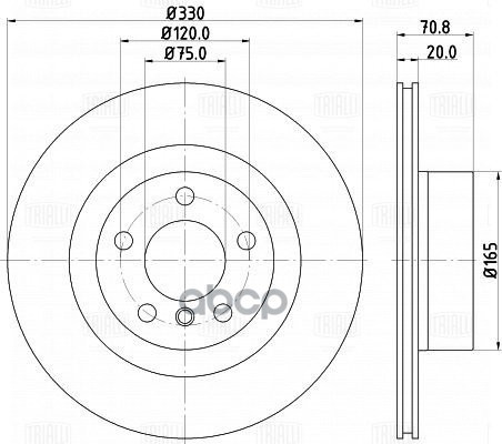 Диск торм. BMW X3 F25 (10-),X4 F26 (11-) зад. d330 DF 263918 Trialli арт. DF263918