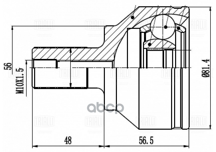 ШРУС Ford Focus II (05-) 1.6i AT/2.0i MT (наруж.) (23 шлц.) (GO 1061) Trialli арт. GO1061