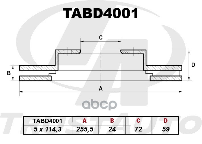 Тормозной диск TABD4001 Trust Auto арт. TABD4001