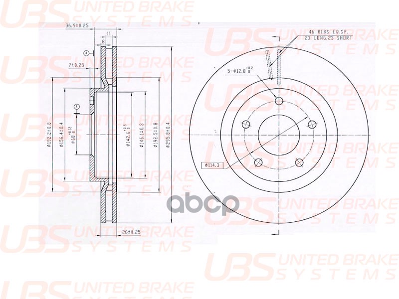 Премиум Тормозной Диск Для Nissan Qashqai 07-/X-Trail 07-/Renault Koleos 08- Передний Вент.  1Шт. UBS арт. bp2105002
