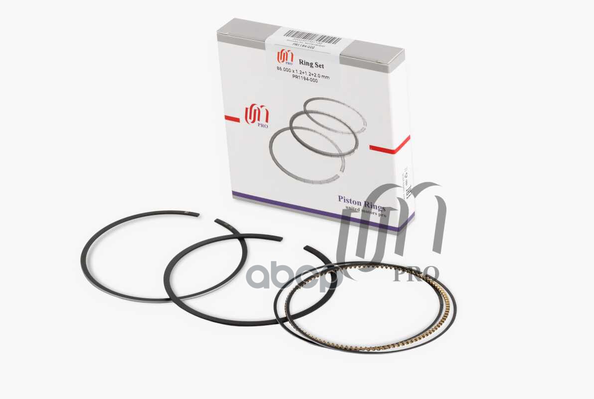 Кольца поршневые STD Hyundai/KIA/MITSUBISHI G4KD/4B10/4B11 D86.00 STD 1.2-1.2-2.0 на 1 цил. UM United Motors арт. PR1194000