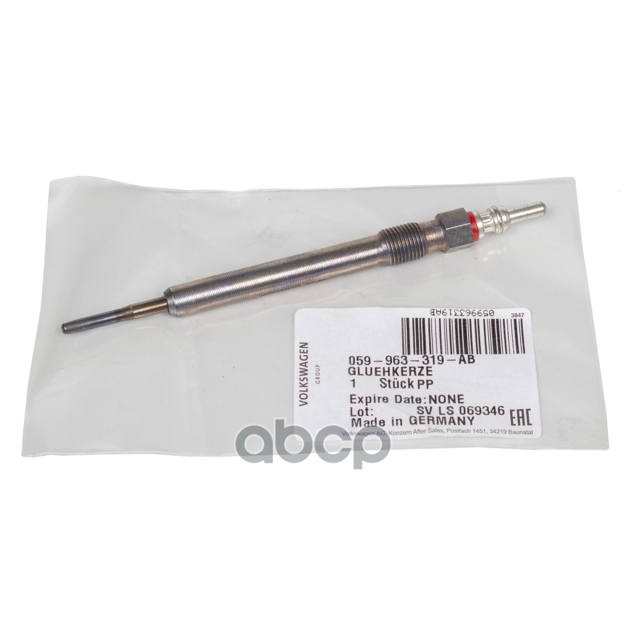 Свеча накаливания VAG 2,0/2,5 TDI 97~ 059963319AB VAG арт. 059963319AB