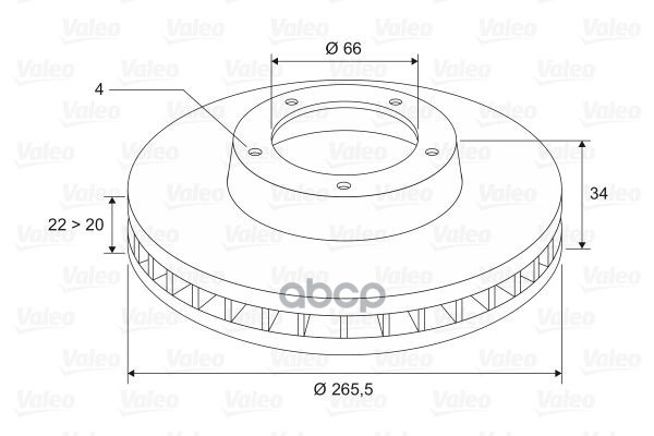 Диск Тормозной Передн Citroen Berlingo 96-, C3 02-, C4 04-, C5 01-, Xsara 97- Valeo арт. 297695
