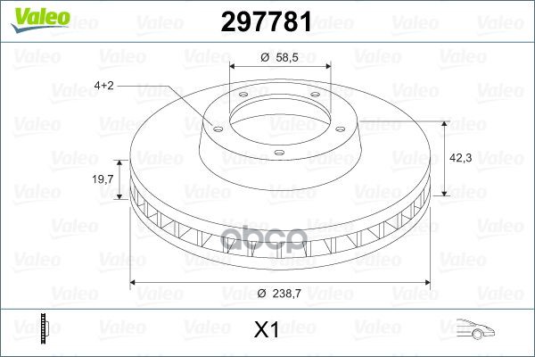 Диск Тормозной Пер.вент.239x20 4 Отв. 297781 Valeo арт. 297781