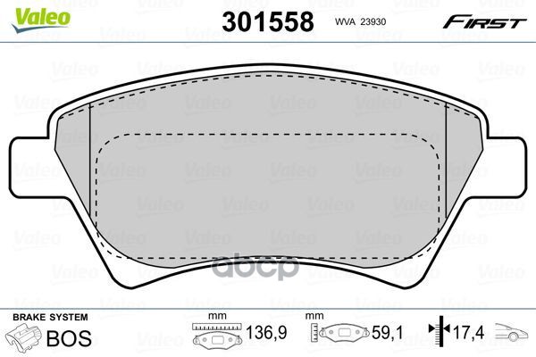 Колодки Тормозные Дисковые Перед Valeo арт. 301558