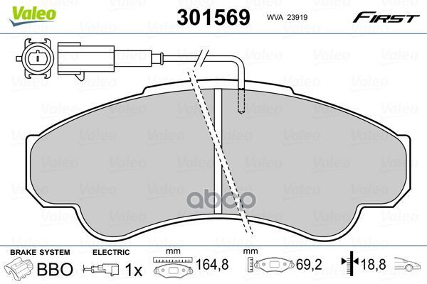 Колодки тормозные дисковые перед Valeo арт. 301569
