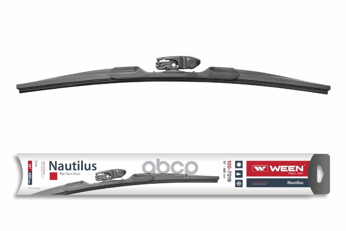 Щетка стеклоочистителя бескаркасная 19/480mm Универсальная  адаптер-трансформер (hook side pin push Ween арт. 100-7019