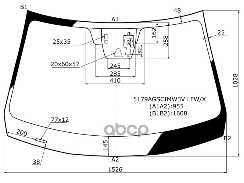 Стекло лобовое (Три камеры/ Датчик дождя) Mazda CX-5 11-17 XYG арт. 5179AGSCIMW3V LFW/X