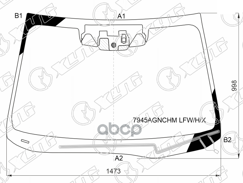 Стекло лобовое (Обогрев щеток/ Две камеры/ Датчик дождя) Subaru Outback 19- XYG арт. 7945AGNCHM LFW/H/X