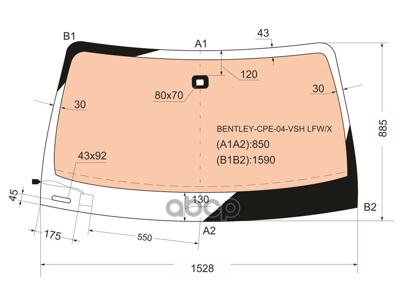 Стекло Лобовое (Обогрев Щеток/ Датчик Дождя) Bentley Continental Gt 03-13 XYG арт. BENTLEY-CPE-04-VSH LFW/W/X