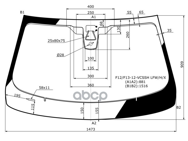 Стекло лобовое (Камера/ Датчик дождя) BMW 6-Series 15-18 XYG арт. F12/F13-12-VCSSH LFW/H/X