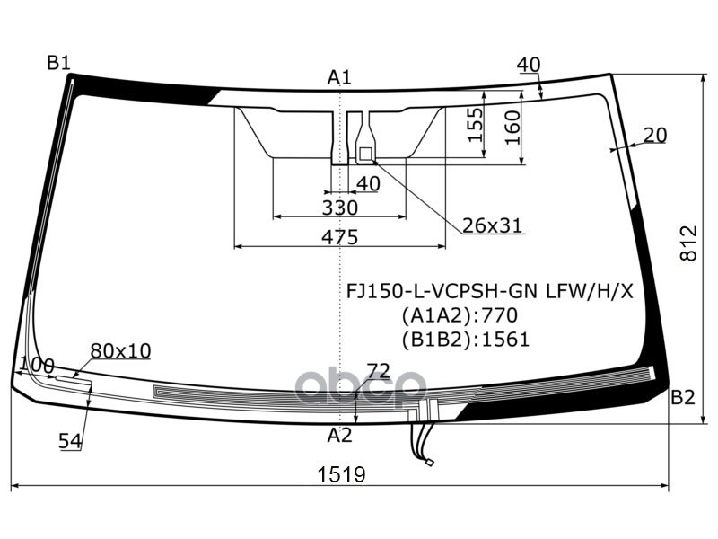 Стекло лобовое (Обогрев щеток/ Датчик дождя) Toyota Land Cruiser Prado (J150) 09-20 / Lexus GX 09-19 XYG арт. FJ150-L-VCPSH-G...