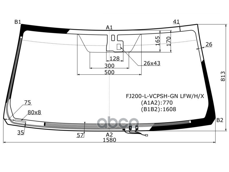 Стекло лобовое (Обогрев щеток/ Датчик дождя) Toyota Land Cruiser (J200) 07-15 / Lexus LX 07-15 XYG арт. FJ200-L-VCPSH-GN LFW/H/X