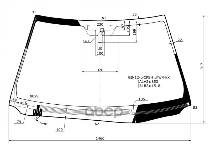Стекло лобовое (Обогрев щеток/ Датчик дождя) Lexus GS 11-20 / GS F 15- XYG арт. GS-12-L-CPSH LFW/H/X