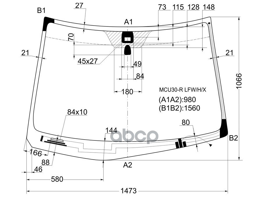 Стекло Лобовое (Обогрев Щеток/ Датчик Дождя) Toyota Harrier (Xu30) 03-13 / Lexus Rx 03-09 XYG арт. MCU30-R LFW/H/X