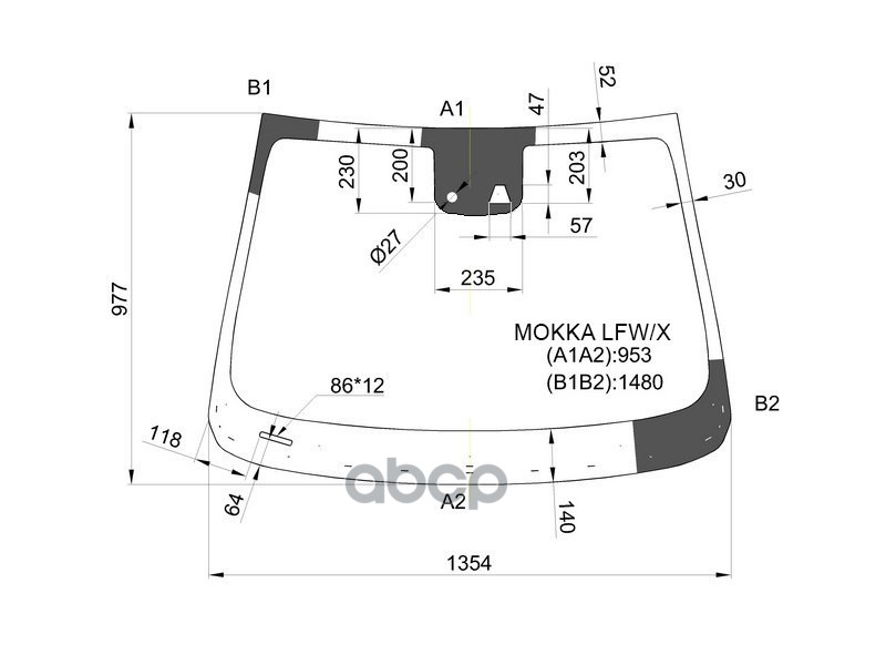 Стекло лобовое (Камера/ Датчик дождя/ Молдинг) Opel Mokka 12-19 / Buick Encore 12-22 XYG арт. MOKKA LFW/X