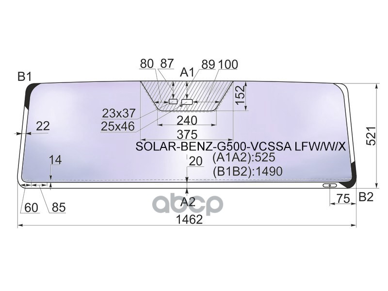 Стекло лобовое (Атермальное/ Антенна/ Датчик дождя) Mercedes-Benz G-Class 89-12 XYG арт. SOLAR-BENZ-G500-VCSSA LFW/W/X