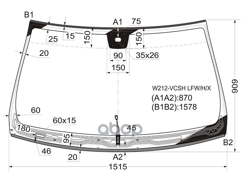 Стекло Лобовое (Обогрев Щеток/ Датчик Дождя/ Молдинг) Mercedes-Benz E-Class 09-13 XYG арт. W212-VCSH LFW/H/X