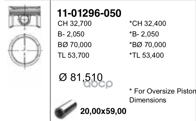 Поршень Двс Без Колец Audi. Vw 1.8T 20V Aeb =81 1.5X1.75x2 +0.5 95> YENMAK арт. 11-01296-050