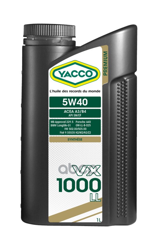 Yacco Масло Моторное Синтетическое 1 Л - Acea A3/B4,Api Cf,9.55535-H2/M2/N2/Z2,Gm-Ll-B025,Rn 0710/0700,Psa Yacco 302325