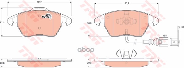 Колодки тормозные передние AUDI A3/VOLKSWAGEN G5/PASSAT 06>/TOURAN 03>06/CADDY 04> ZF Russia арт. gdb1550zfr