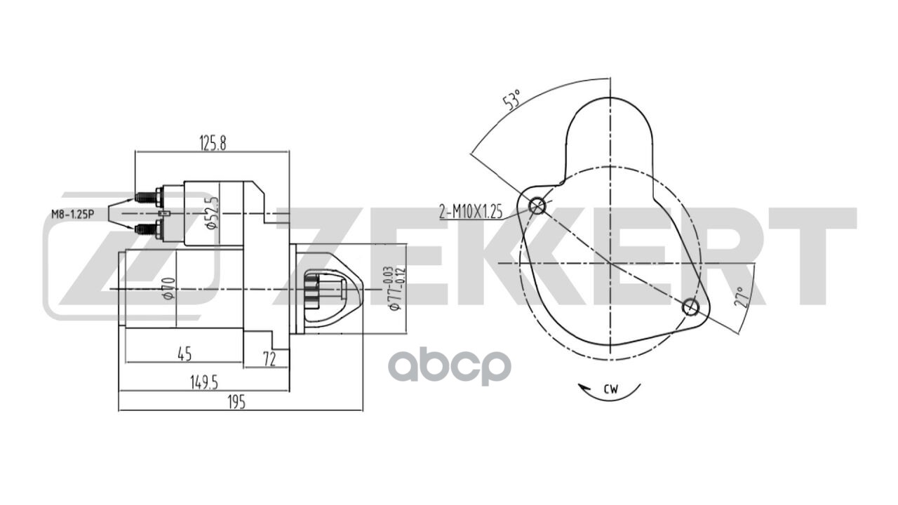 Стартер Mitsubishi Lancer IX 03-  Colt V 96-  Volvo S40 98-  V40 98- Zekkert арт. an-1008
