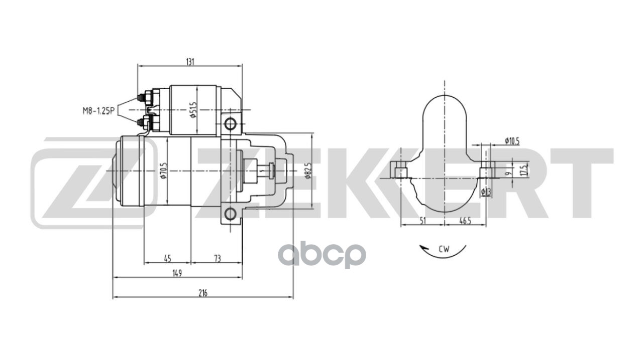 Стартер Mazda 6 02-  3 03-  5 05- Zekkert арт. an-1016