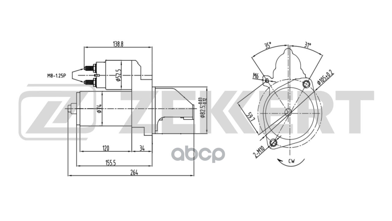 Стартер MB C-Class (W203/204 S203/204) 01-  Sprinter (B906) 06-  E-Class (W211 S211) 06- Zekkert арт. an-1022