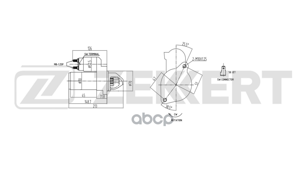 Стартер Hyundai Santa Fe 01-  Sonata IV 98-  Kia Sportage II 04- Zekkert арт. an-1069