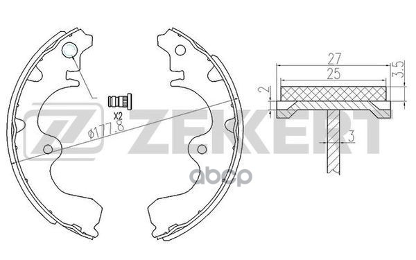 Колодки торм. бараб. задн. Toyota Paseo (L540) 97-  Starlet (P80 P90) 89- Zekkert арт. bk-4117