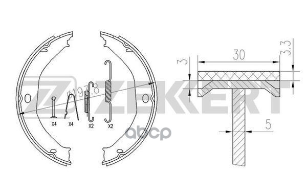 Колодки торм. бараб. задн.  стоян. торм.  с уст. компл. Jeep Grand Cherokee II 99- Zekkert арт. bk-4124