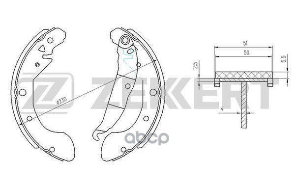 Колодки торм. бараб. задн. Chevrolet Rezzo (U100) 05-  Daewoo Leganza (KLAV) 97-  Nubira (J100) 97- Zekkert арт. bk-4167