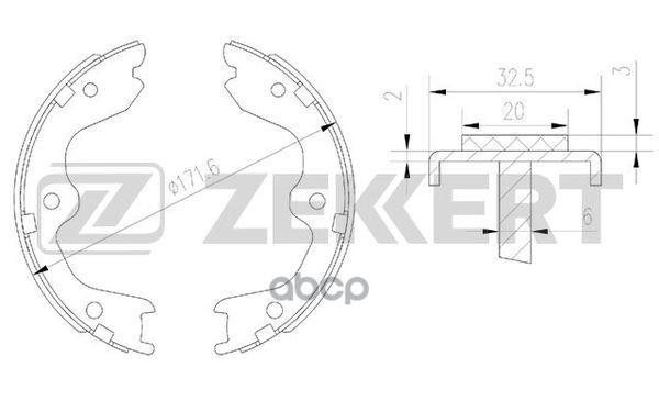 Колодки торм. бараб. задн.  стоян. торм. Nissan 350Z (Z33 Z34) 02-  Teana (J31 J32) 03-  Infiniti EX Zekkert арт. bk-4171