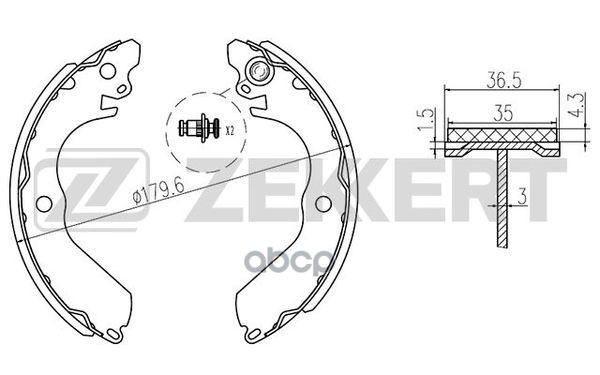Колодки торм. бараб. задн. Mitsubishi Colt III-V 90-  Lancer IV-VI 89- Zekkert арт. bk-4176