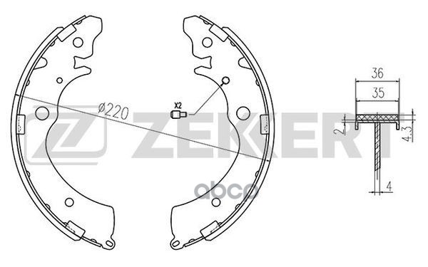 Колодки торм. бараб. задн. Honda Accord IV 90-  Civic VII 95-  HR-V 99-  CR-V 95-  Suzuki Carry (FD) Zekkert арт. bk-4207