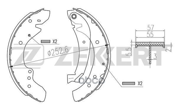 Колодки торм. бараб. задн. Citroen Jumper (230_ 244) 94-  Fiat Ducato (230_ 280_) 82-  Peugeot Boxer Zekkert арт. bk-4287