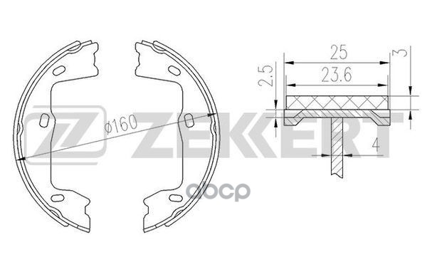 Колодки торм. бараб. задн.  стоян. торм. Opel Astra F 91-  Omega A B 86-  Vectra A B 88-  Saab 900 ( Zekkert арт. bk-4449