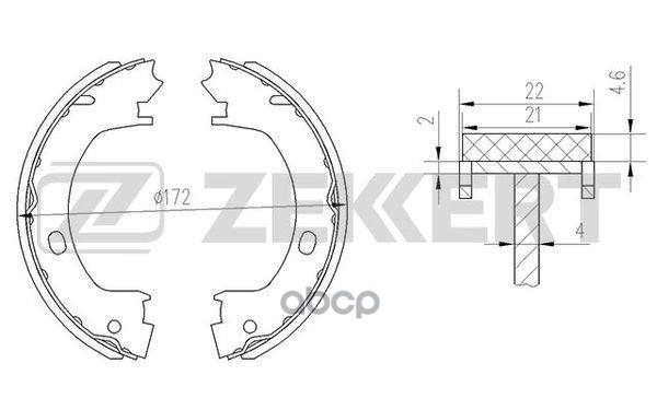 Колодки торм. бараб. задн.  стоян. торм. Chrysler 300M (LR) 98-  PT Cruiser (PT_) 00-  Sebring (JR) Zekkert арт. bk-4452