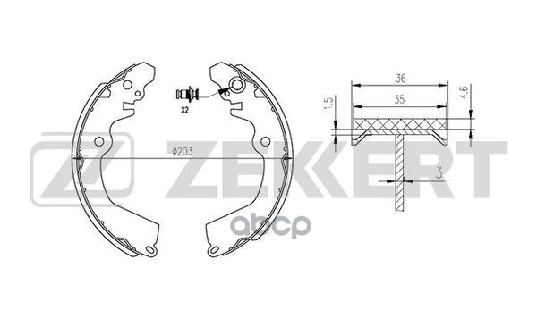 Колодки торм. бараб. задн. Mitsubishi Carisma 95-  Colt IV V 92-  Lancer III-VI 86-  Space Runner 91 Zekkert арт. bk-4466