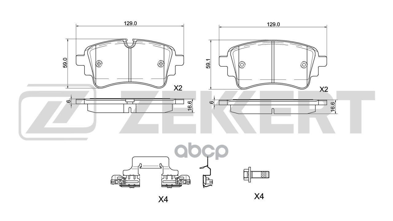 Колодки торм. диск. задн. Audi A4 V 15-  A5 II 21-  A6 IV  V 18-  Q5 I  II 16-  Q7 I  II 15-  VW Tou Zekkert арт. bs-1081