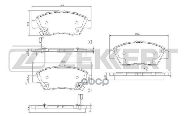 Колодки торм. диск. передн. Honda Civic V-VII 94-  CR-X delSol III 92-  CR-Z 10-  Integra 02- Zekkert арт. bs-1109