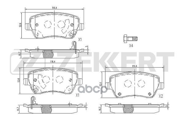 Колодки торм. диск. передн. с болтами Renault Duster 11-  Kaptur 16-  Logan 07-  Nissan Note (E11) 0 Zekkert арт. bs-1113