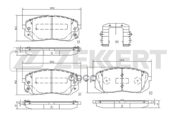 Колодки торм. диск. передн. Kia Optima IV 15-  Soul II 14-  Sportage III  IV 10-  Hyundai Tucson III Zekkert арт. bs-1122