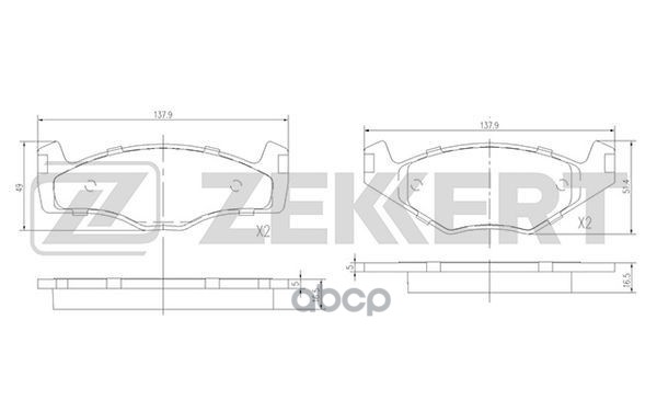 Колодки торм. диск. передн. Seat Cordoba 93-  Ibiza II 93-  VW Golf I-II 79-  Jetta I-II 80-  Passat Zekkert арт. bs-1154