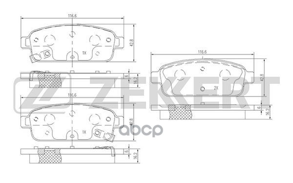 Колодки торм. диск. задн. Chevrolet Aveo (T300) 13-  Cruze (J300 305 308) 09-  Opel Astra J 09-  Mok Zekkert арт. bs-1302