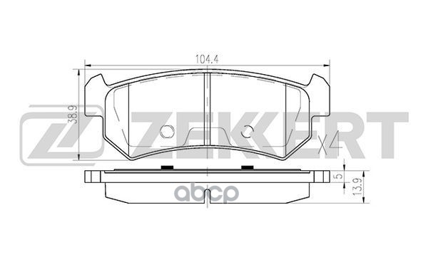 Колодки торм. диск. задн. Chevrolet Aveo (T250 T255) 05-  Lacetti (J200) 04-   Daewoo Lacetti (KLAN) Zekkert арт. bs-1308