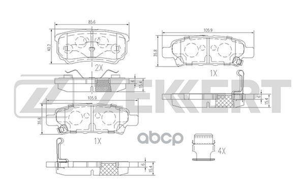 Колодки торм. диск. задн. Dodge Avenger 07-  Mitsubishi Lancer IX  X 03-  Outlander 03- Zekkert арт. bs-1358