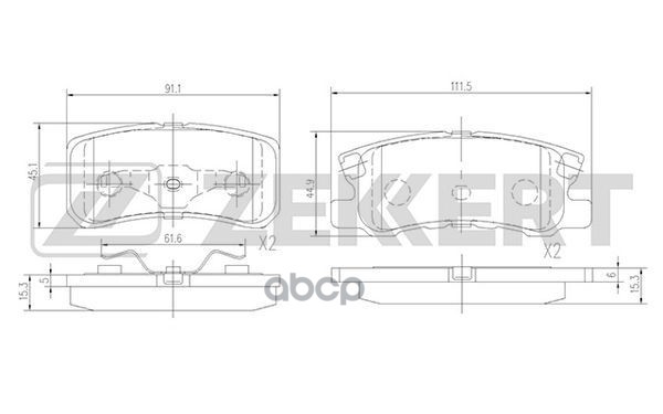 Колодки торм. диск. задн. Mitsubishi Lancer X 08-  Outlander II 06-  Pajero III  IV 00-  Peugeot 400 Zekkert арт. bs-1359