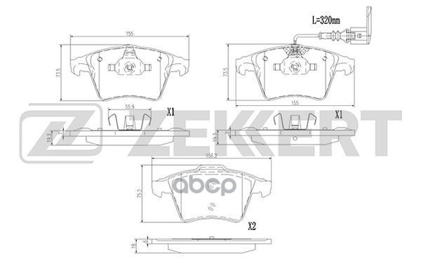 Колодки торм. диск. передн. с датчиком VW Touareg 02- Zekkert арт. bs-1384